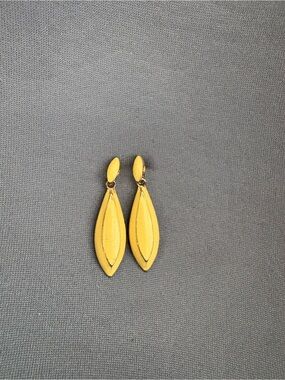 Yellow Enamel Teardrop Dangle Earrings - vintage